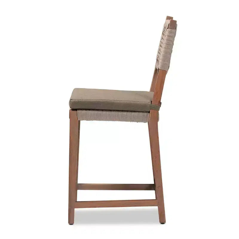 Heyna Woven Rope Mahogany Counter Height Barstool Gray/Natural - bali & pari: Indonesia Crafted, No Assembly Required