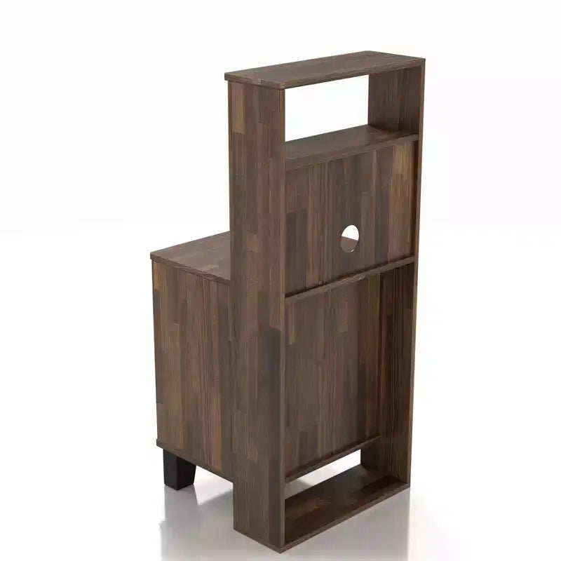 Loreman 1 Drawer Nightstand Light Hickory - miBasics: Transitional Modern Storage with Open Shelf & Cable Management
