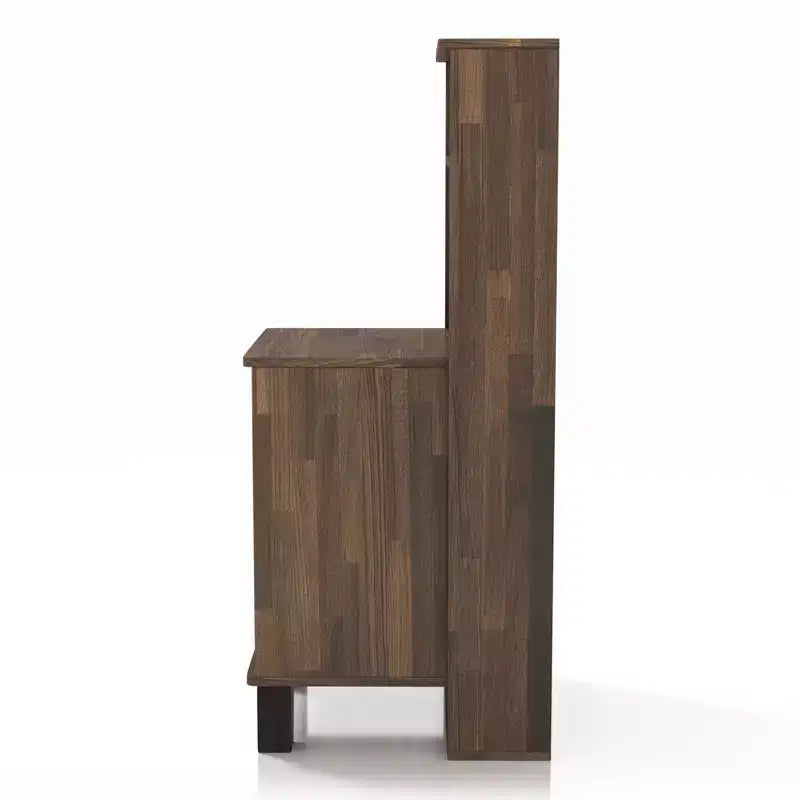 Loreman 1 Drawer Nightstand Light Hickory - miBasics: Transitional Modern Storage with Open Shelf & Cable Management