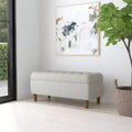 Button Tufted Storage Bench with Cone Wood Legs Gray - HomePop: Hinged Lid, Bedroom Ottoman