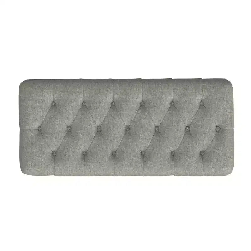 Button Tufted Storage Bench with Cone Wood Legs Gray - HomePop: Hinged Lid, Bedroom Ottoman