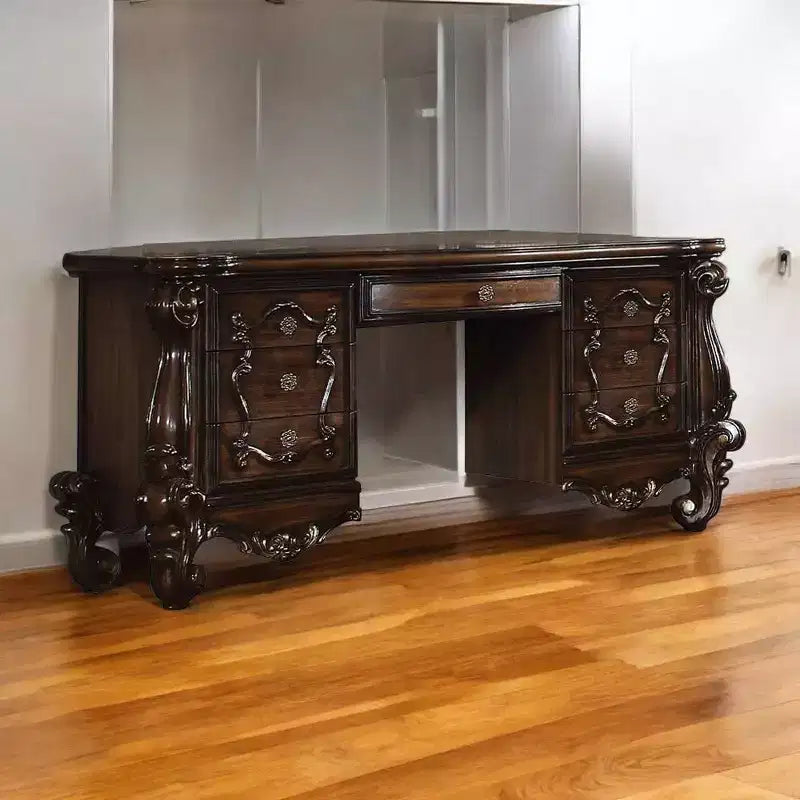 67" Versailles Vanity Desk Cherry Oak - Acme Furniture