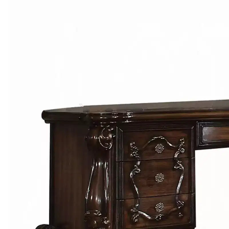 67" Versailles Vanity Desk Cherry Oak - Acme Furniture