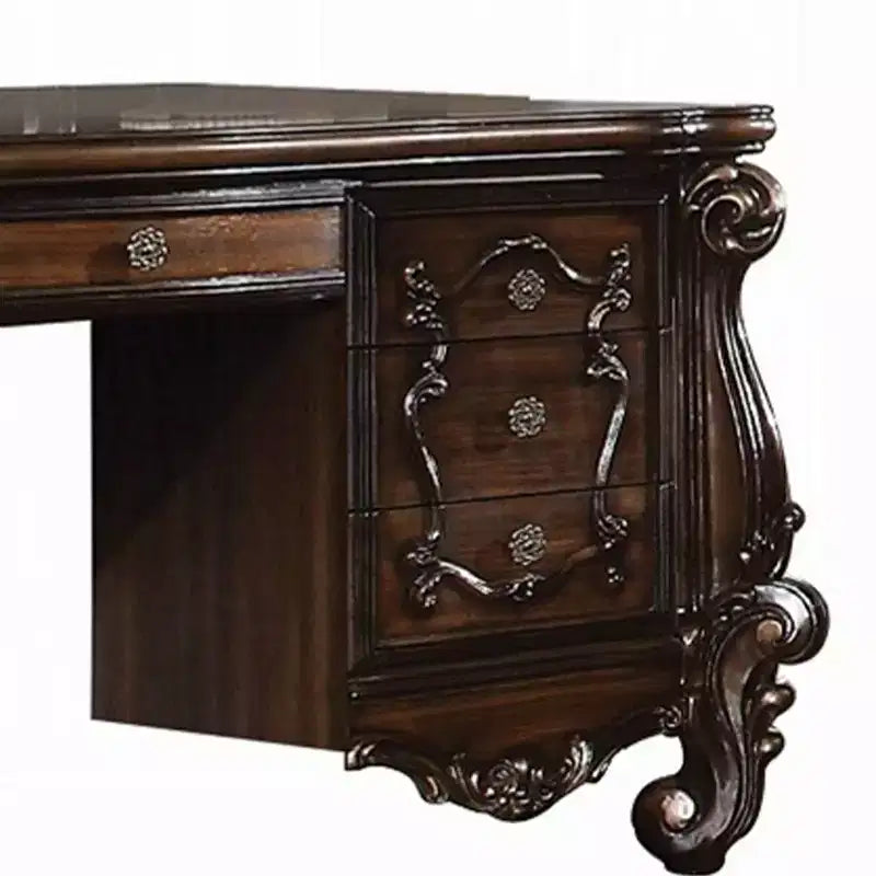 67" Versailles Vanity Desk Cherry Oak - Acme Furniture