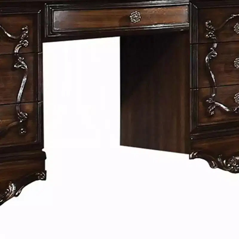 67" Versailles Vanity Desk Cherry Oak - Acme Furniture