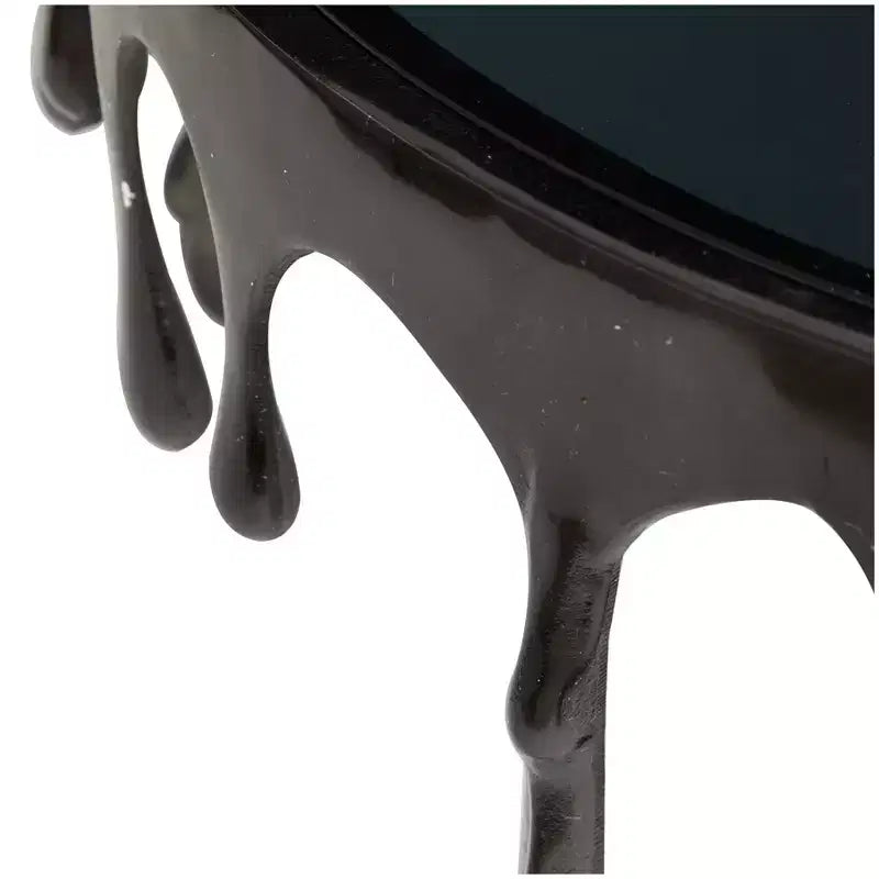 Contemporary Melting Drip Metal and Tempered Glass Melting Drip Coffee Table Black - Olivia & May