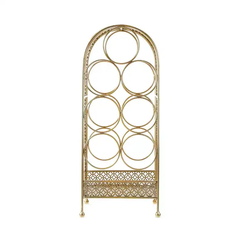 Twine Trellis Wine Rack, Holds 7 Bottles, Gold Countertop Wine Storage, Cast Iron