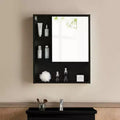Basicwise Wall Mount Bathroom Mirrored Storage Cabinet with Open Shelf | 2 Adjustable Shelves Medicine Organizer Storage Furniture