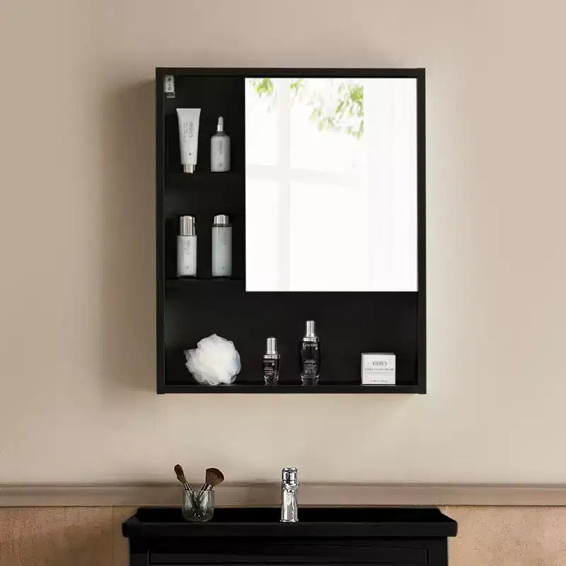 Basicwise Wall Mount Bathroom Mirrored Storage Cabinet with Open Shelf | 2 Adjustable Shelves Medicine Organizer Storage Furniture