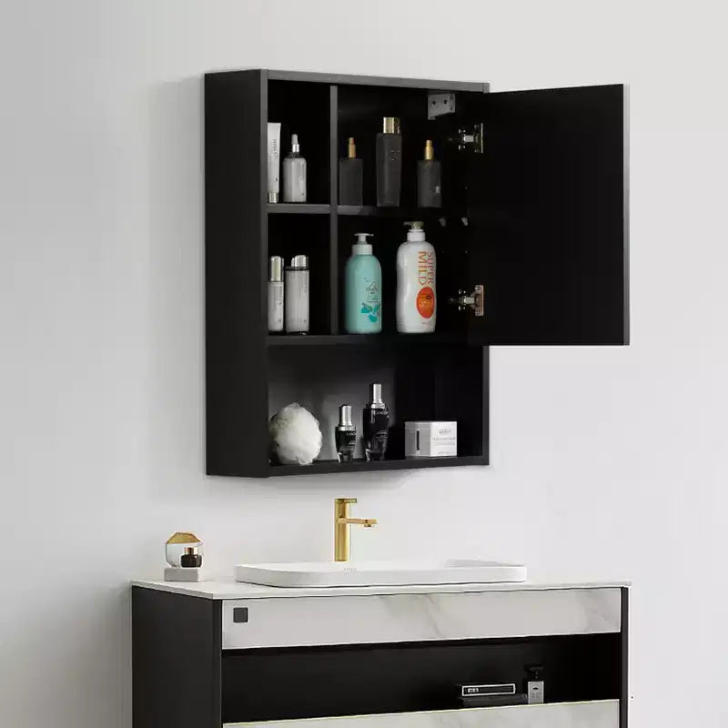 Basicwise Wall Mount Bathroom Mirrored Storage Cabinet with Open Shelf | 2 Adjustable Shelves Medicine Organizer Storage Furniture