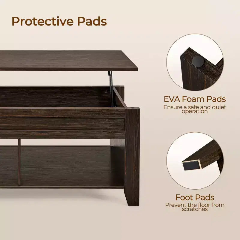 Yaheetech Lift Top Coffee Table with Storage & 2 Open Shelves for Living Room, Reception Room, Office