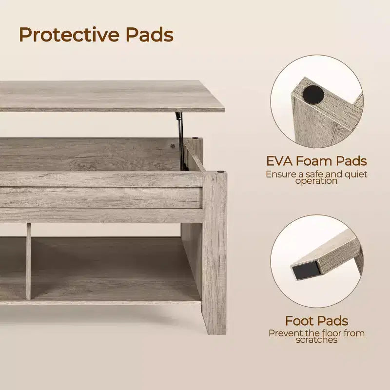 Yaheetech Lift Top Coffee Table with Storage & 2 Open Shelves for Living Room, Reception Room, Office