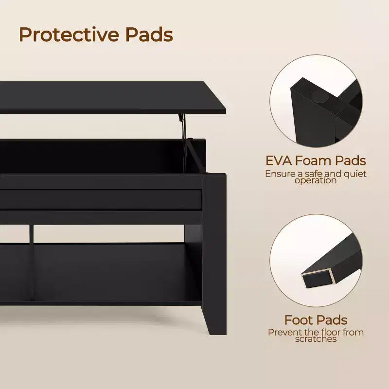 Yaheetech Lift Top Coffee Table with Storage & 2 Open Shelves for Living Room, Reception Room, Office