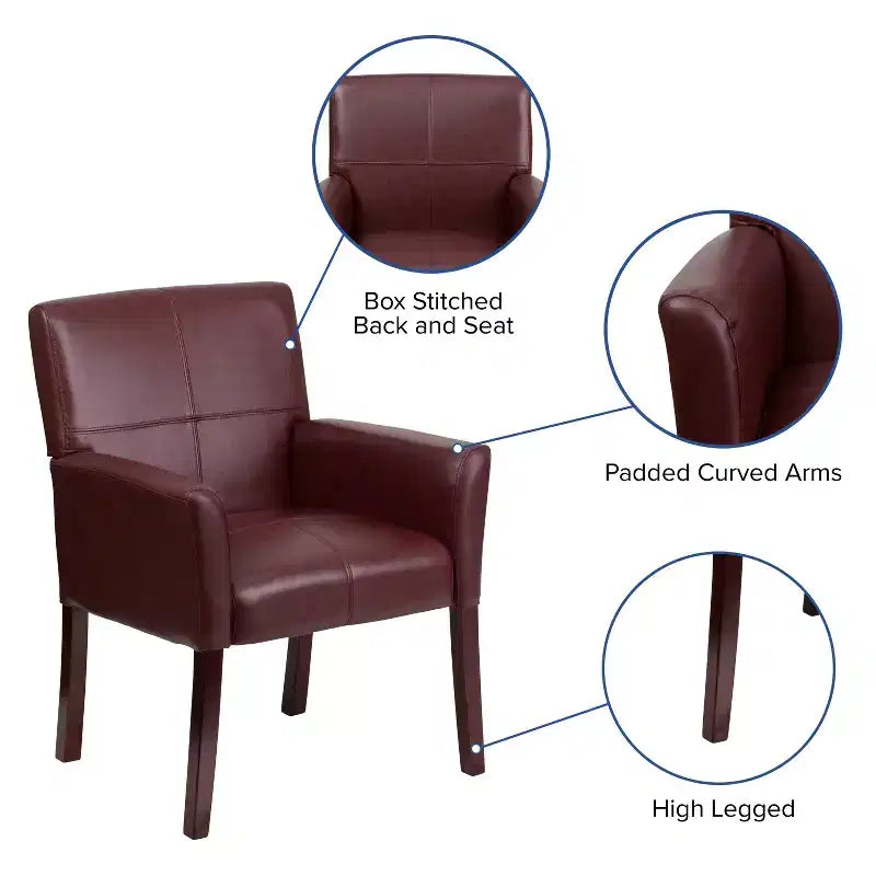 Emma and Oliver Leather Executive Side Reception Chair with Mahogany Legs