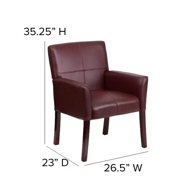 Emma and Oliver Leather Executive Side Reception Chair with Mahogany Legs