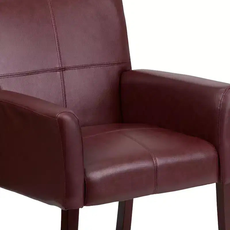 Emma and Oliver Leather Executive Side Reception Chair with Mahogany Legs