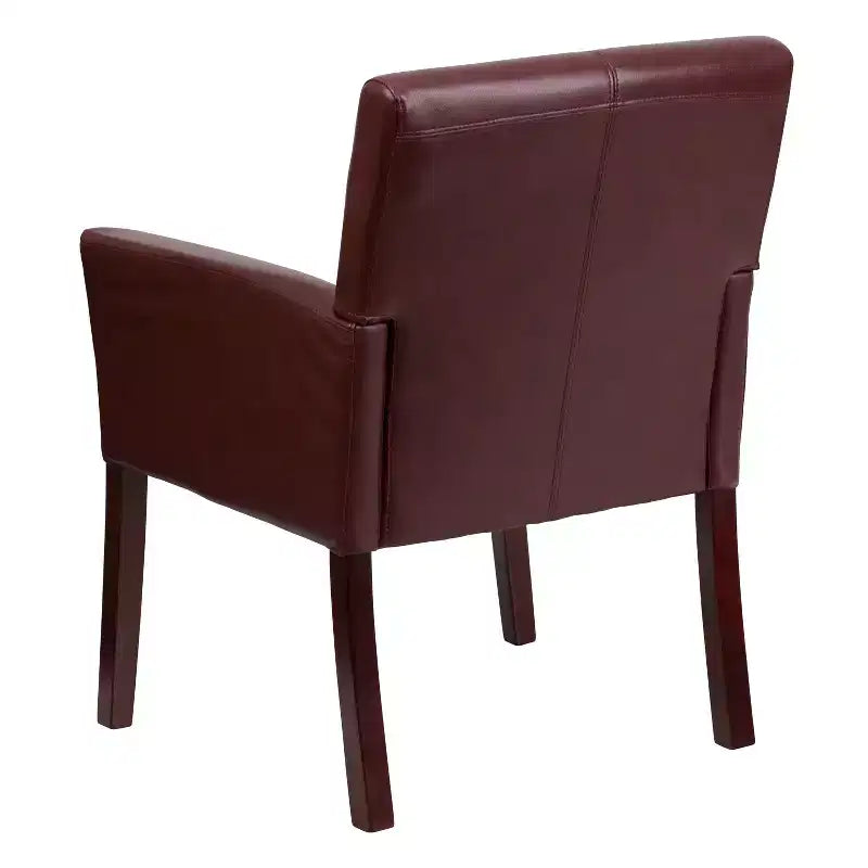 Emma and Oliver Leather Executive Side Reception Chair with Mahogany Legs