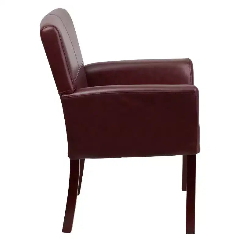 Emma and Oliver Leather Executive Side Reception Chair with Mahogany Legs