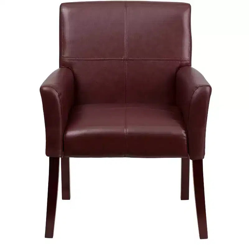 Emma and Oliver Leather Executive Side Reception Chair with Mahogany Legs