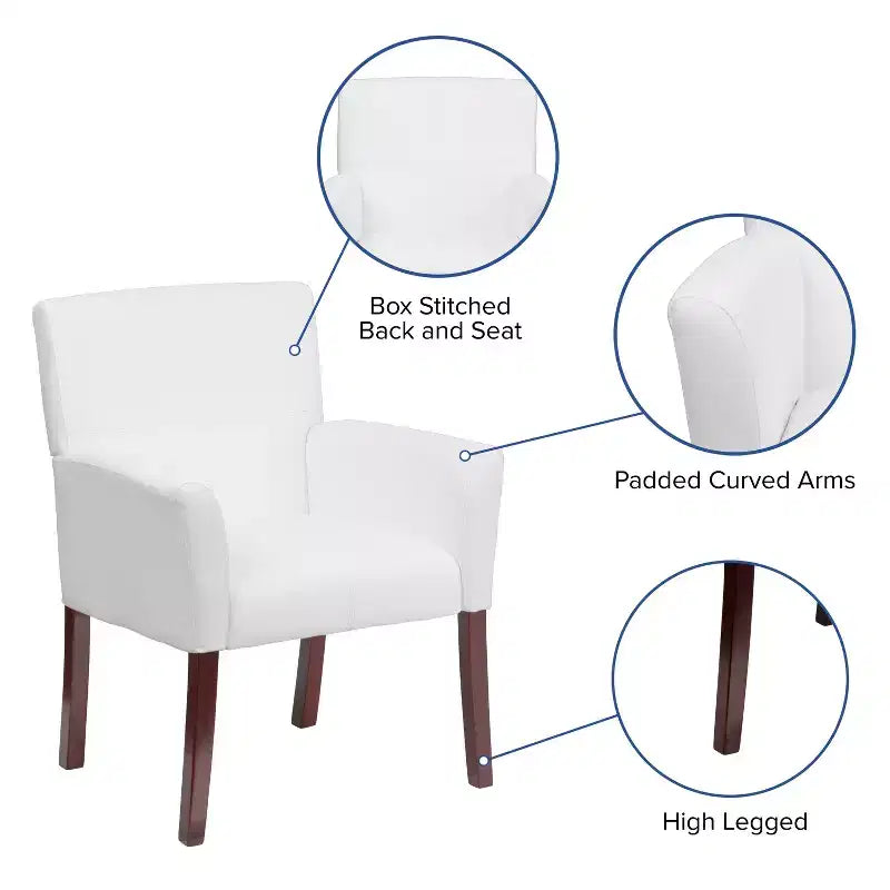 Emma and Oliver Leather Executive Side Reception Chair with Mahogany Legs