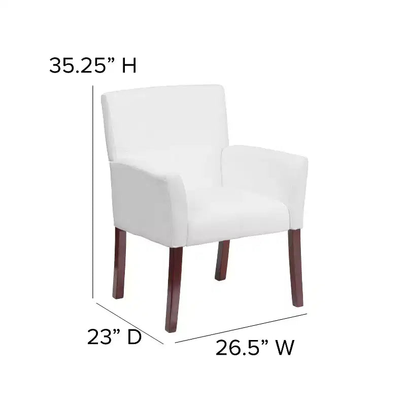 Emma and Oliver Leather Executive Side Reception Chair with Mahogany Legs