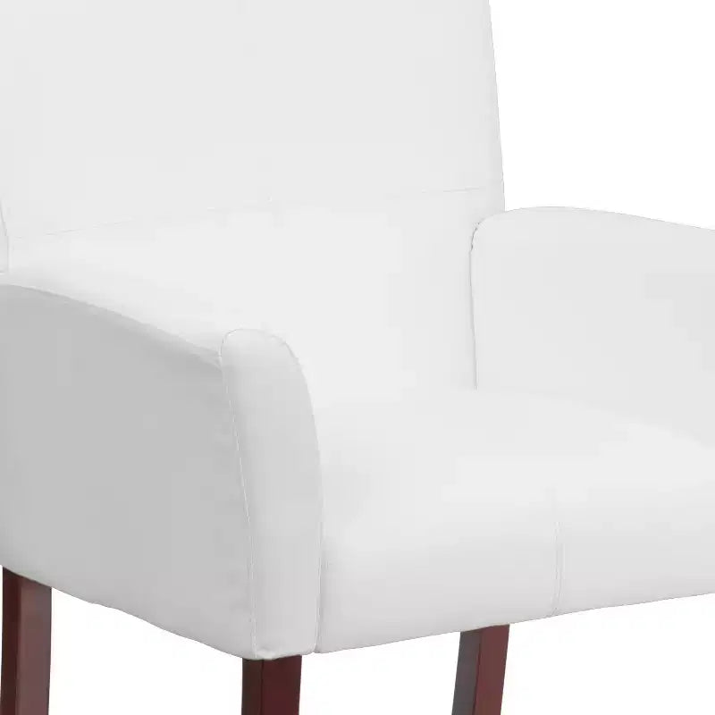 Emma and Oliver Leather Executive Side Reception Chair with Mahogany Legs