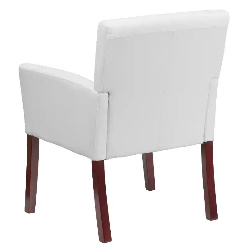 Emma and Oliver Leather Executive Side Reception Chair with Mahogany Legs