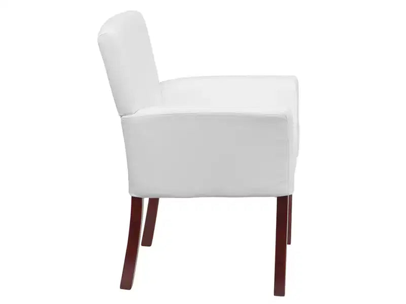 Emma and Oliver Leather Executive Side Reception Chair with Mahogany Legs
