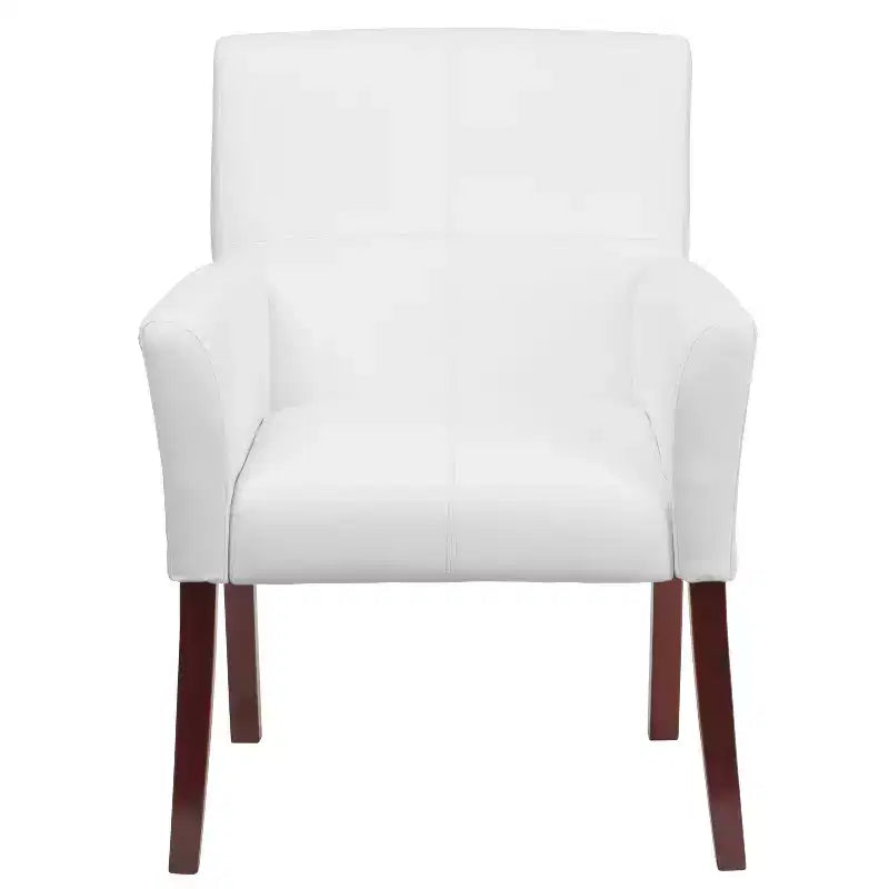 Emma and Oliver Leather Executive Side Reception Chair with Mahogany Legs
