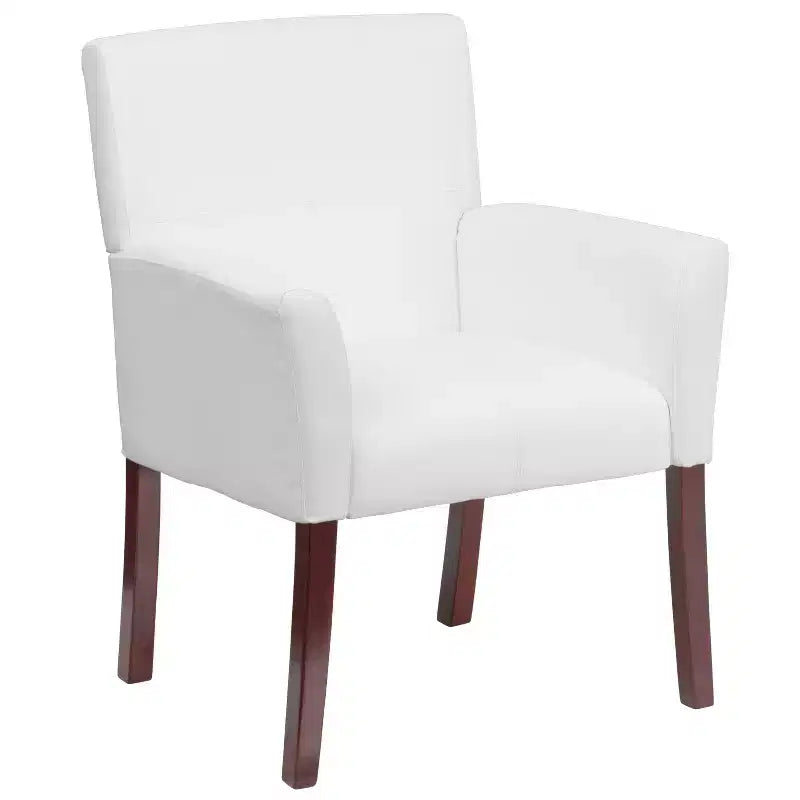 Emma and Oliver Leather Executive Side Reception Chair with Mahogany Legs