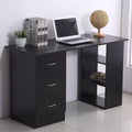 HOMCOM 47 Modern Home Office Computer Desk Bookcase Combo Writing Table Workstation with 3 Drawer and Storage Shelf - White
