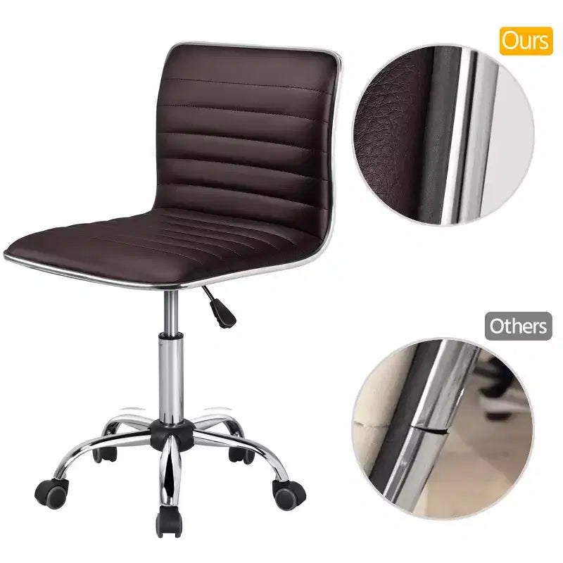 Yaheetech PU Leather Armless Office Chair Desk Chair with Wheels