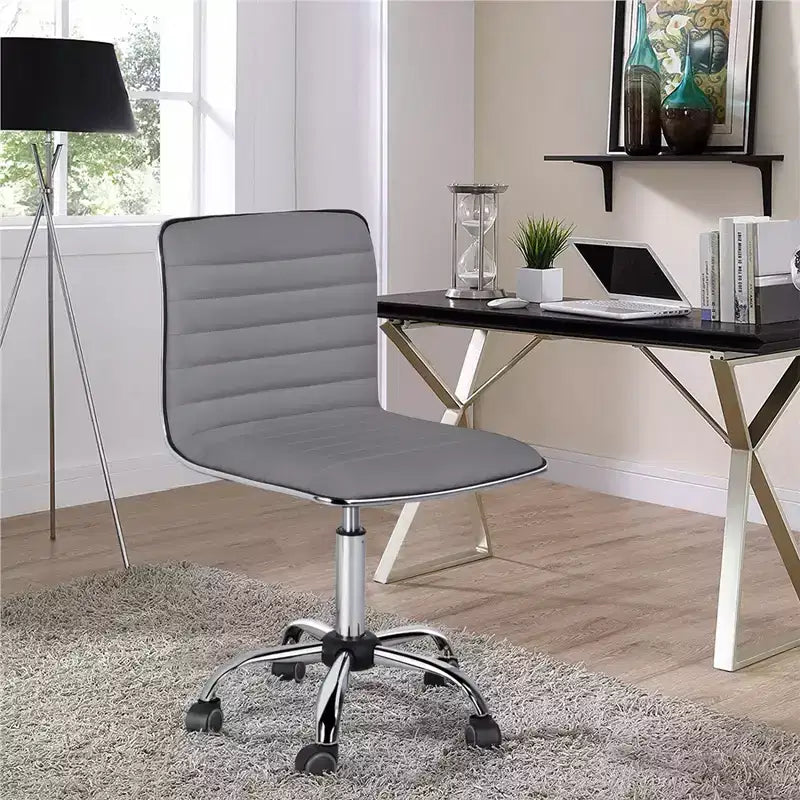 Yaheetech PU Leather Armless Office Chair Desk Chair with Wheels