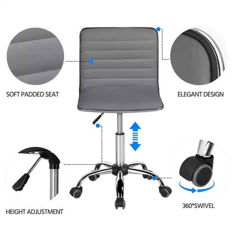 Yaheetech PU Leather Armless Office Chair Desk Chair with Wheels