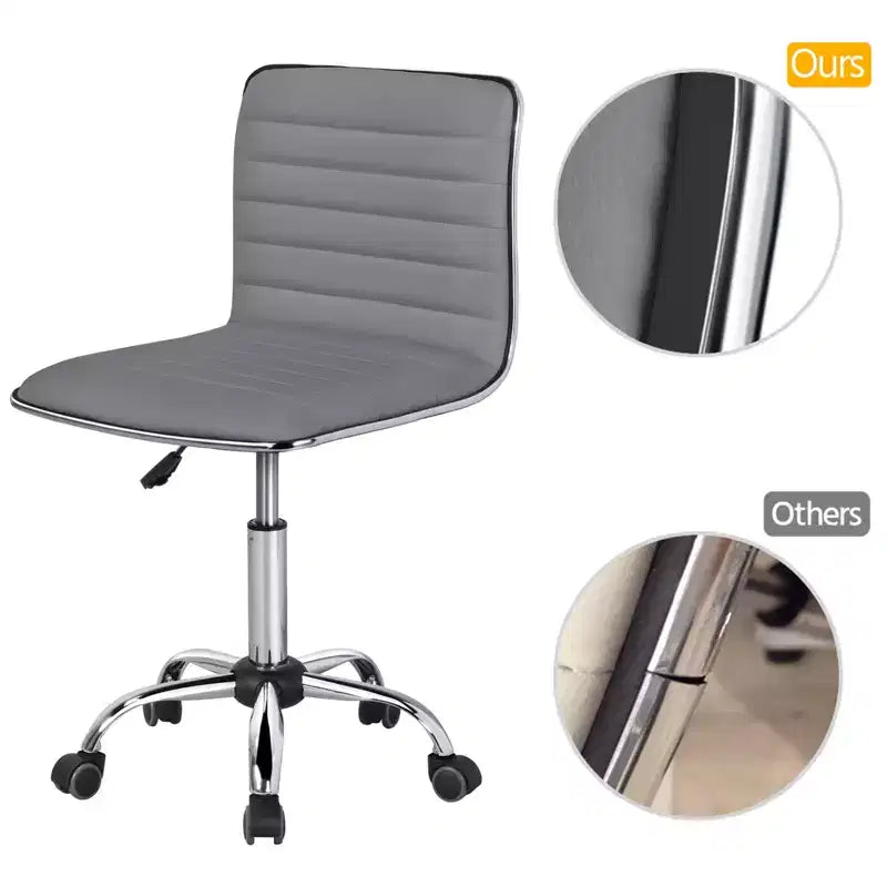 Yaheetech PU Leather Armless Office Chair Desk Chair with Wheels