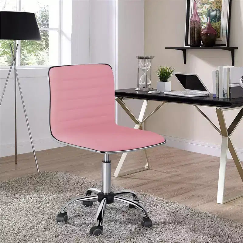 Yaheetech PU Leather Armless Office Chair Desk Chair with Wheels