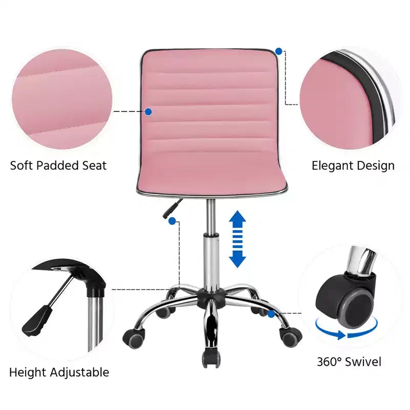 Yaheetech PU Leather Armless Office Chair Desk Chair with Wheels