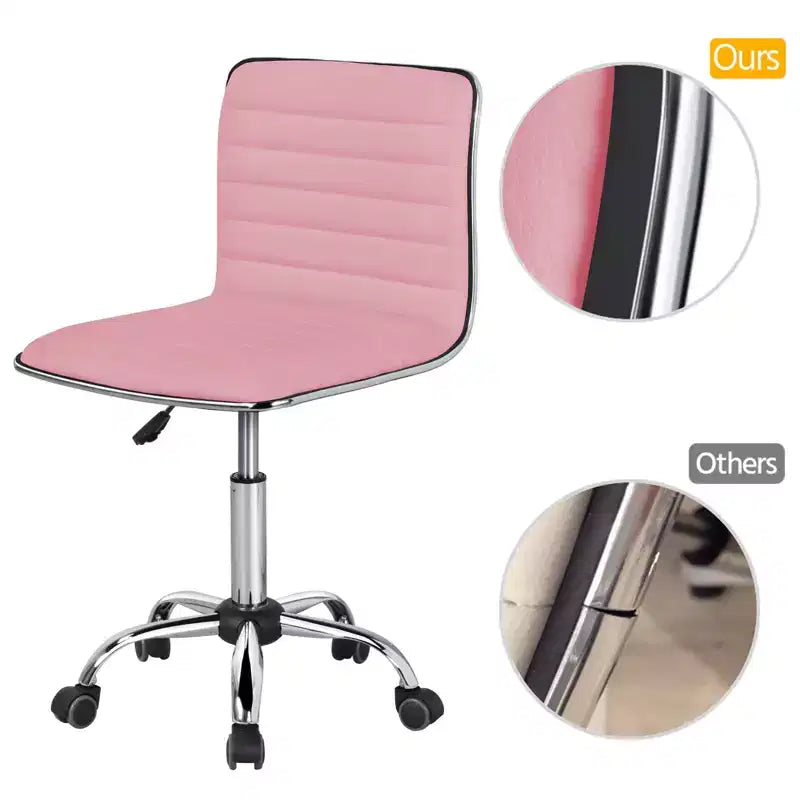 Yaheetech PU Leather Armless Office Chair Desk Chair with Wheels