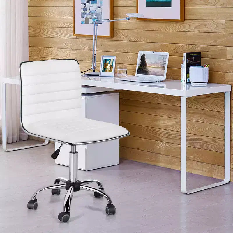 Yaheetech PU Leather Armless Office Chair Desk Chair with Wheels