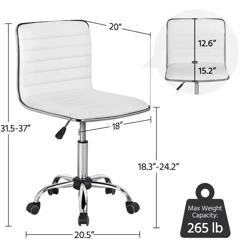 Yaheetech PU Leather Armless Office Chair Desk Chair with Wheels