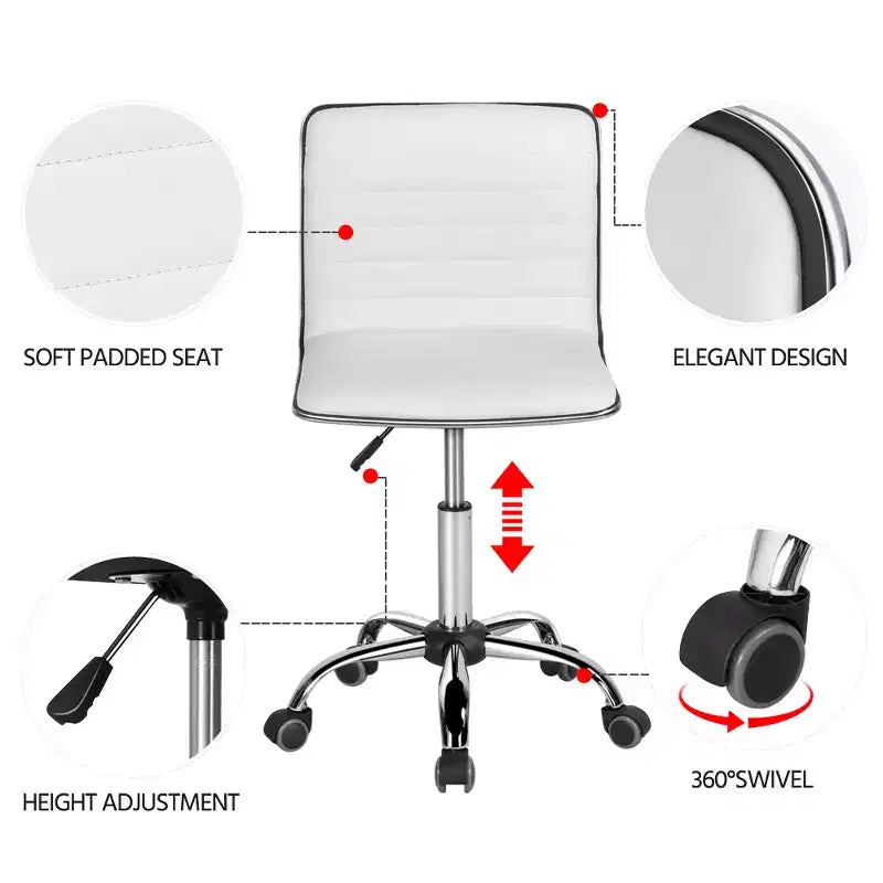 Yaheetech PU Leather Armless Office Chair Desk Chair with Wheels