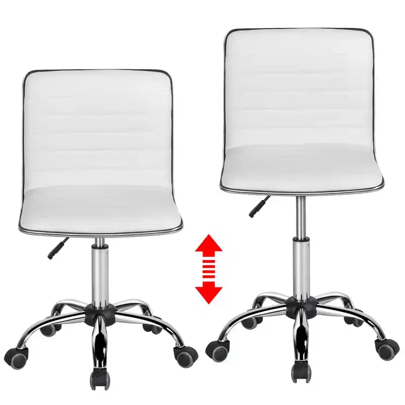 Yaheetech PU Leather Armless Office Chair Desk Chair with Wheels