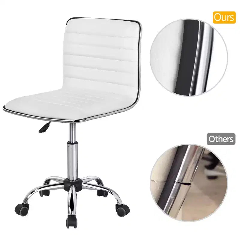 Yaheetech PU Leather Armless Office Chair Desk Chair with Wheels