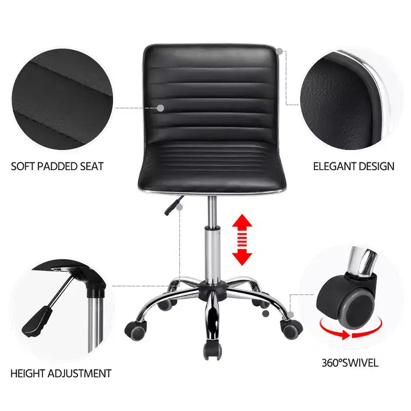 Yaheetech PU Leather Armless Office Chair Desk Chair with Wheels