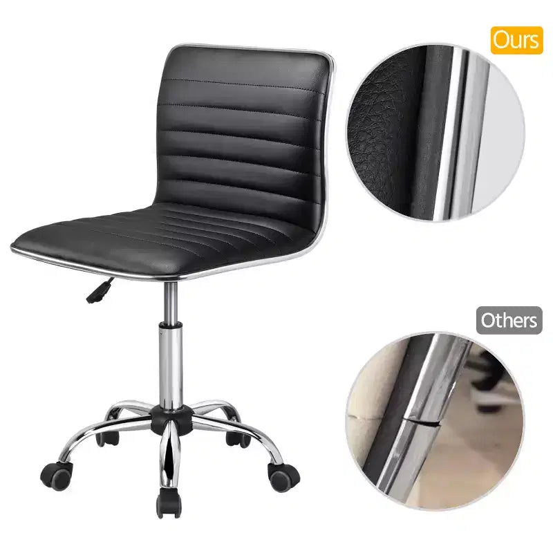 Yaheetech PU Leather Armless Office Chair Desk Chair with Wheels