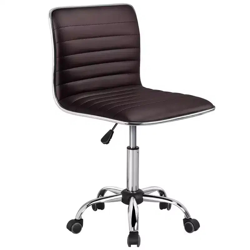 Yaheetech PU Leather Armless Office Chair Desk Chair with Wheels