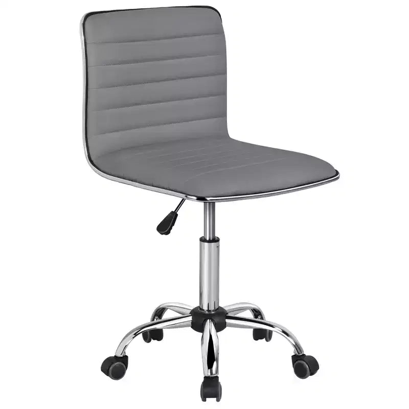 Yaheetech PU Leather Armless Office Chair Desk Chair with Wheels