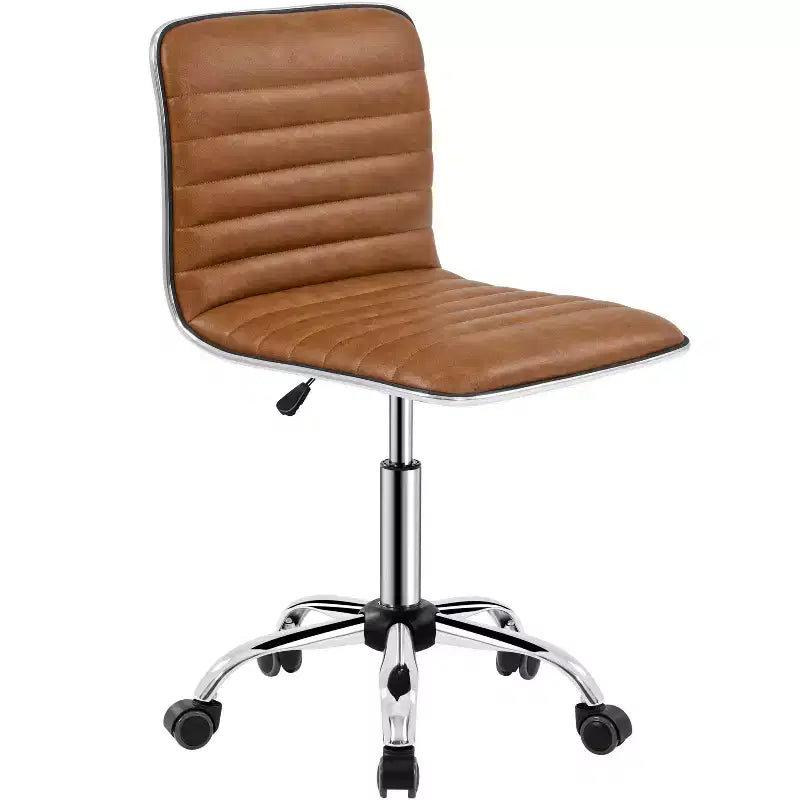 Yaheetech PU Leather Armless Office Chair Desk Chair with Wheels