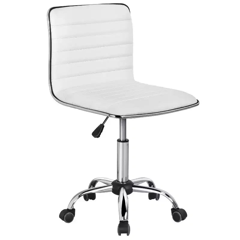 Yaheetech PU Leather Armless Office Chair Desk Chair with Wheels
