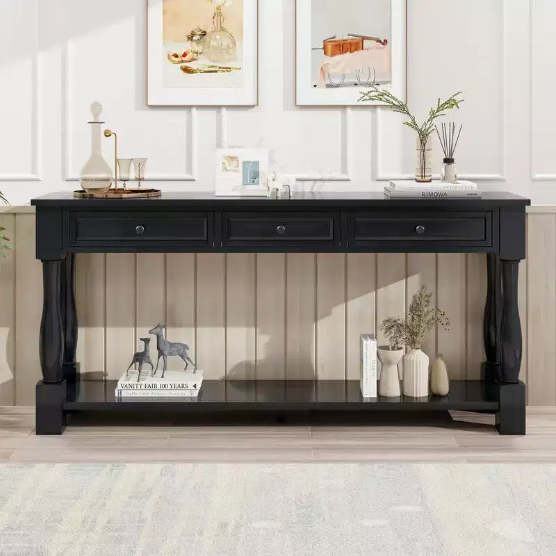 63L Extra-thick Console Table with Drawers and Shelf RE-ModernLuxe